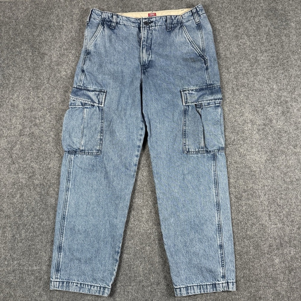 👖 Levi's XX Cargo Straight Leg Jeans Acid Light Wash Mens Denim 32x29